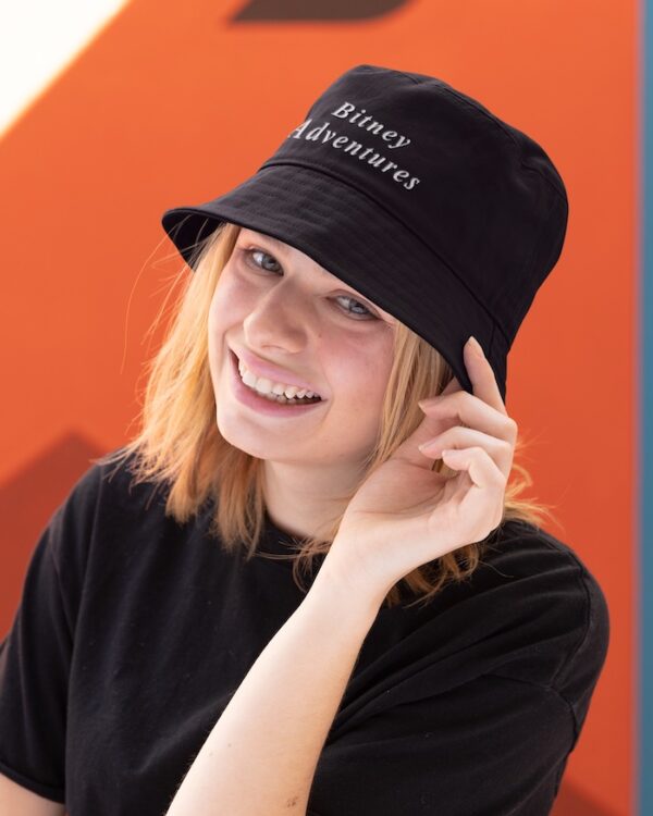 Bitney Adventures Bucket Hat - Woman Posing Wearing Bucket Hat - Black
