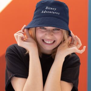 Bitney Adventures Bucket Hat - Woman Wearing Bucket Hat - Navy