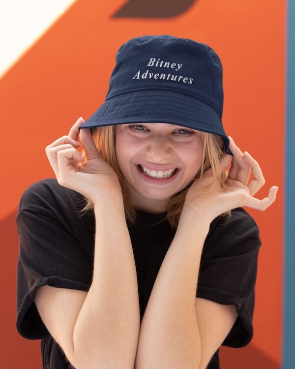 Bitney Adventures Bucket Hat - Woman Wearing Bucket Hat - Navy