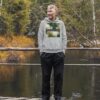 Bitney Adventures - Holy Spirit Music – Oasis Premium Hoodie With Text - Man In Forest Wearing Hoodie - Carbon Grey