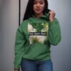 Bitney Adventures - Holy Spirit Music – Oasis Premium Hoodie With Text - Woman Posing Wearing Hoodie - Forest Green